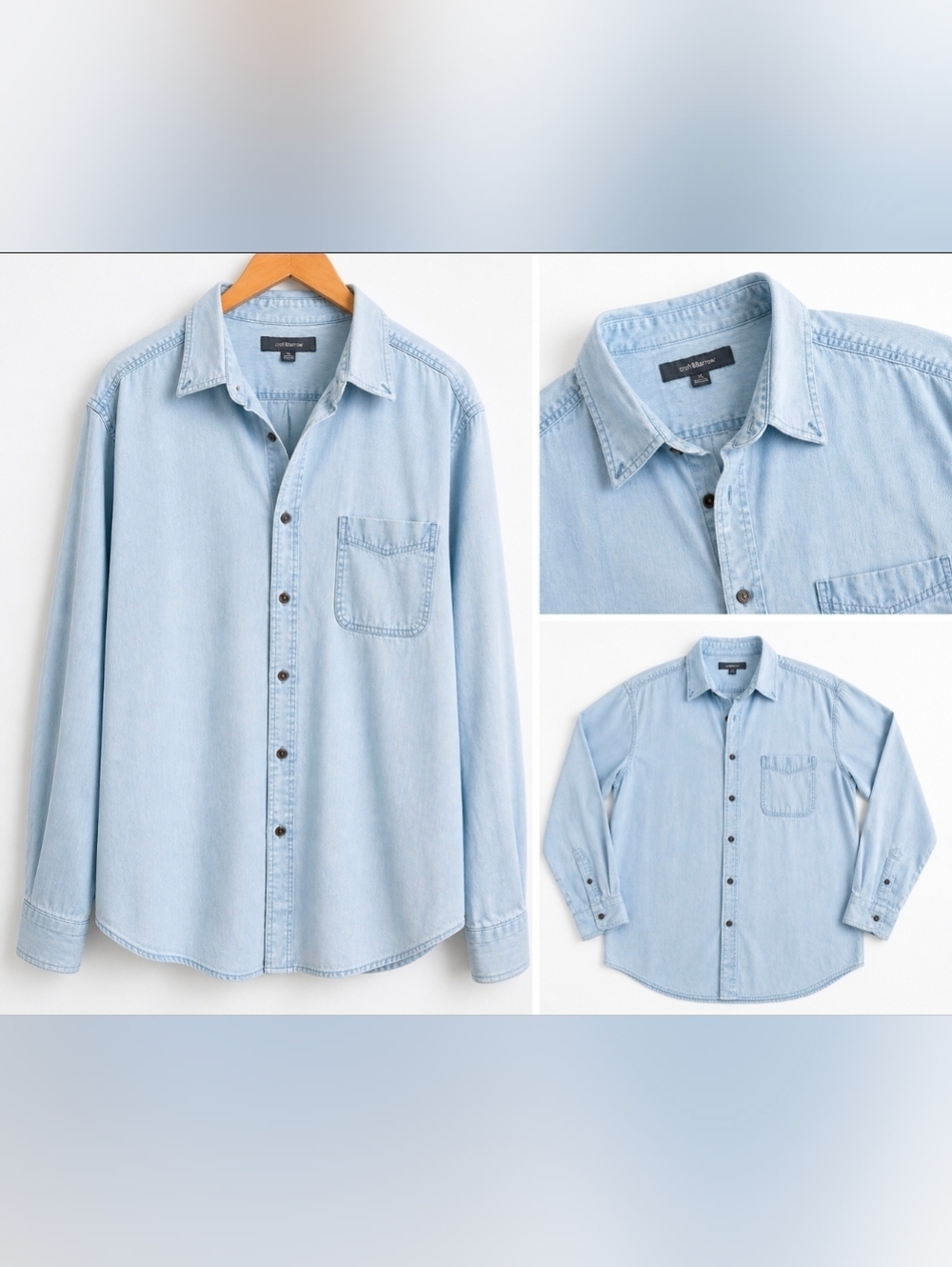 croft & barrow Pale Blue Denim Casual Button-Down Shirt